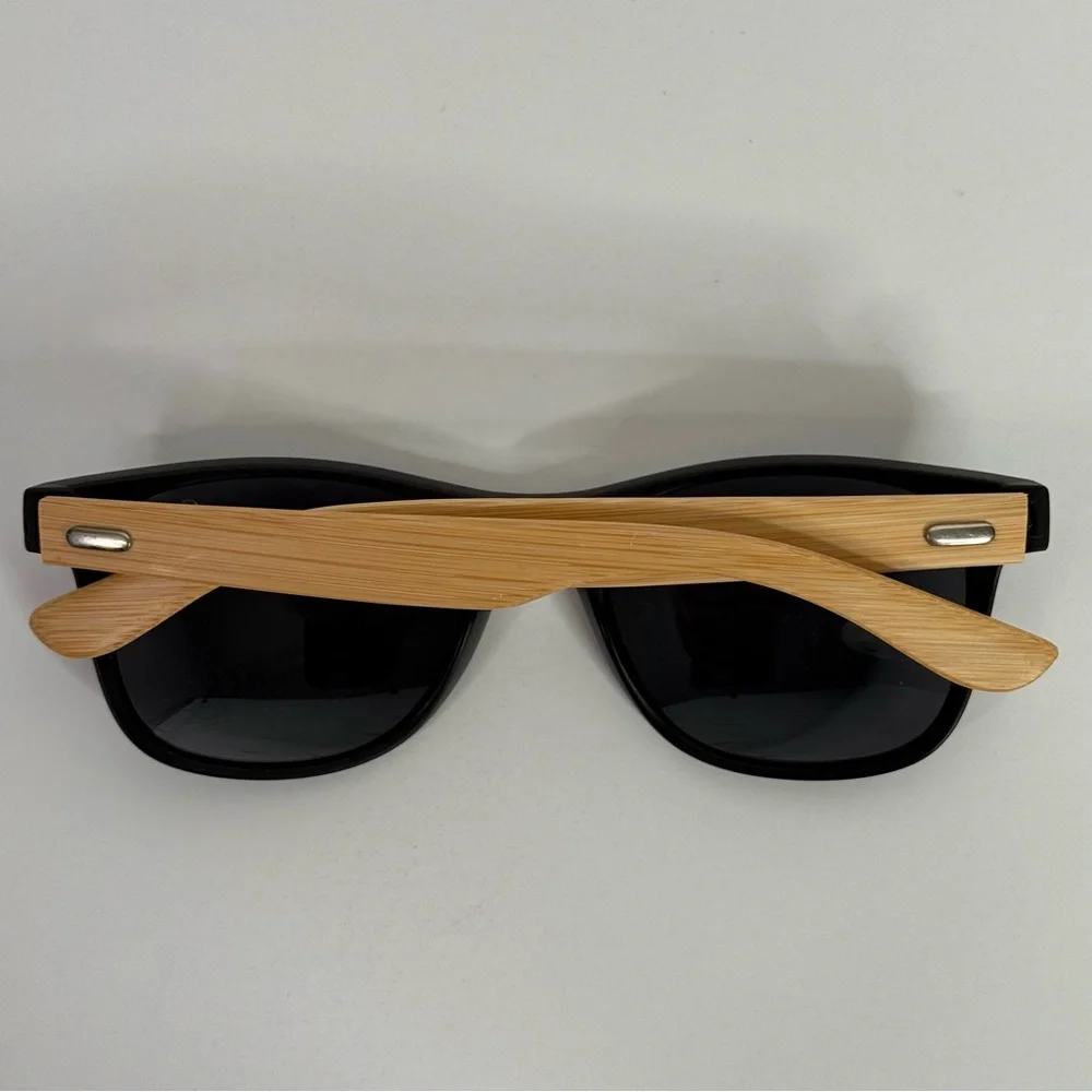 JOE’S SPECS 2 PAIR Black & Bamboo/Faux Wood Frame Sunglasses UV 400 NEW - Picture 6 of 16